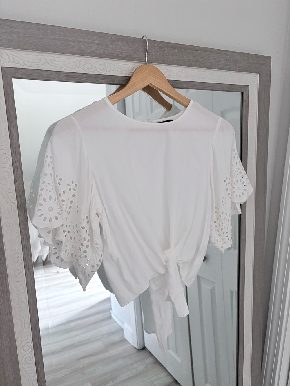 White Eyelet Tie Crop Top